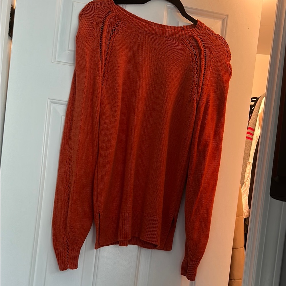 Falls Creek Orange Crew Neck Sweater Cozy Knit